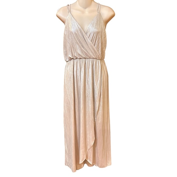 H by‎ Halston Shimmering Beige Midi Dress NWT - Picture 3 of 13